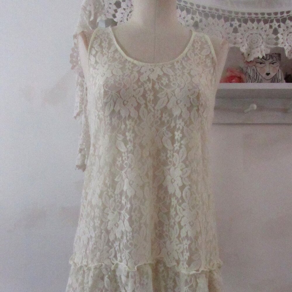 Lace Tunic with ruffle bottom